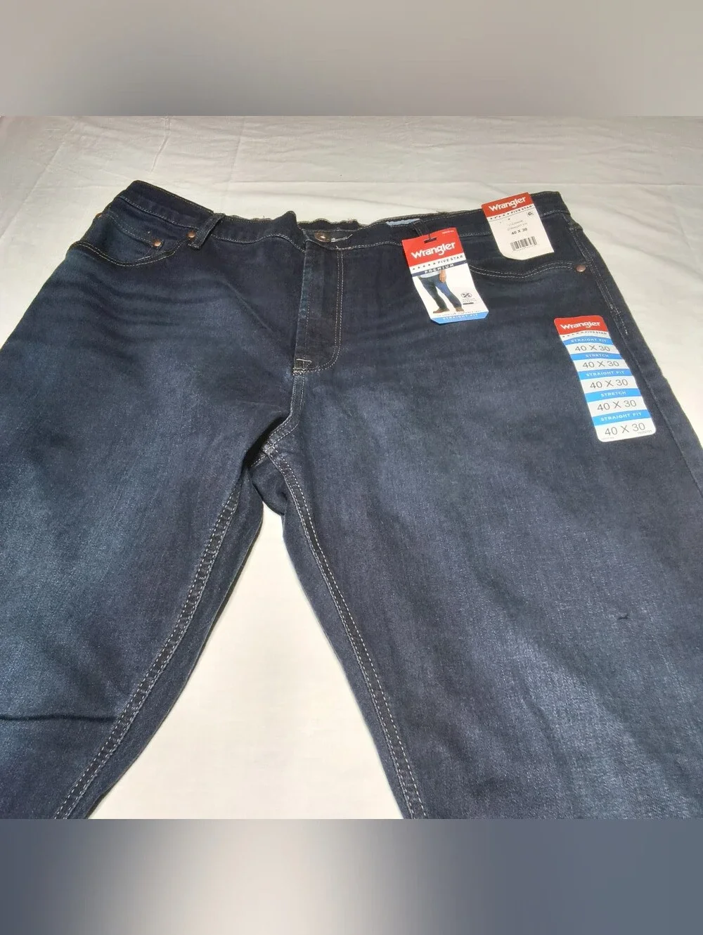 ​Wrangler Five Star Premium Men's Jeans  Dark Wash Stretch Straight Fit NWT